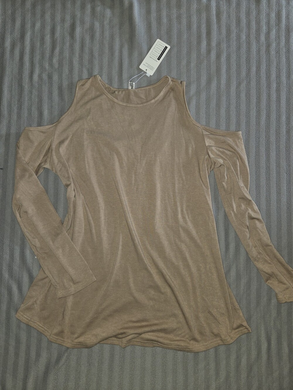 Fashion Apparel Beige Cold-Shoulder Top - NWT